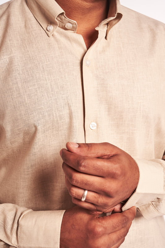 Beige Cotton Linen Shirt