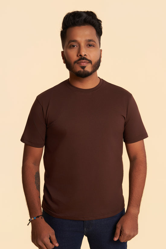 Coffee Brown Crew Neck T-Shirt