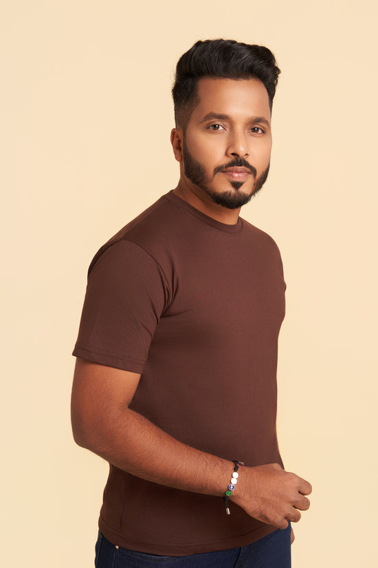 Coffee Brown Crew Neck T-Shirt