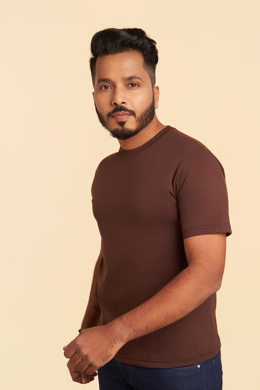Coffee Brown Crew Neck T-Shirt