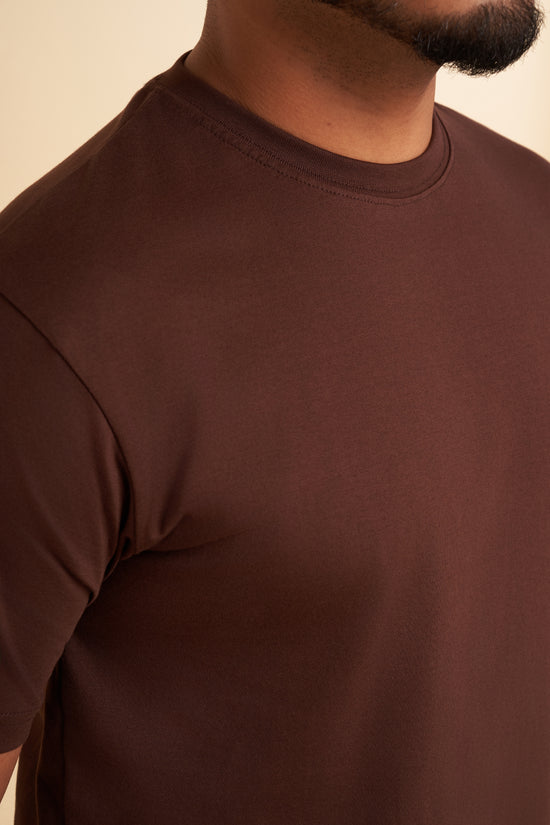 Coffee Brown Crew Neck T-Shirt