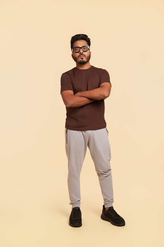 Coffee Brown Crew Neck T-Shirt