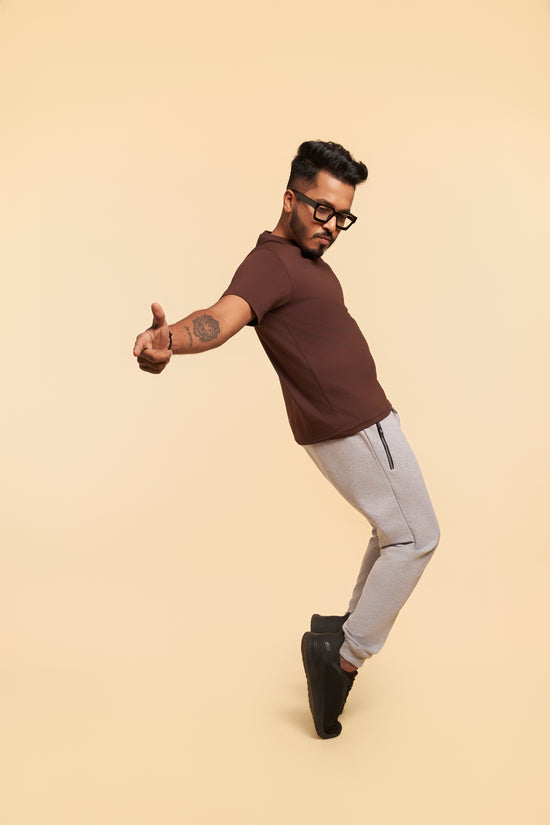 Coffee Brown Crew Neck T-Shirt