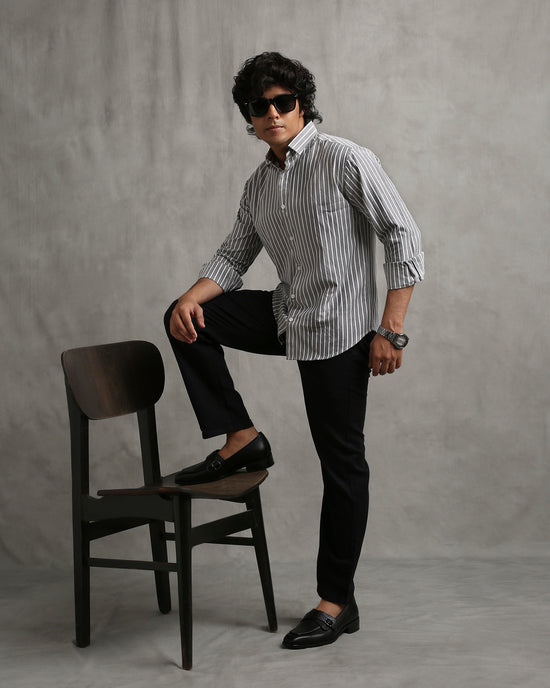 Grey Oxford Stripe Shirt