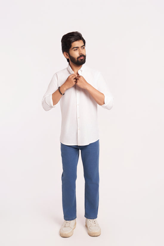 White Cotton Linen Shirt