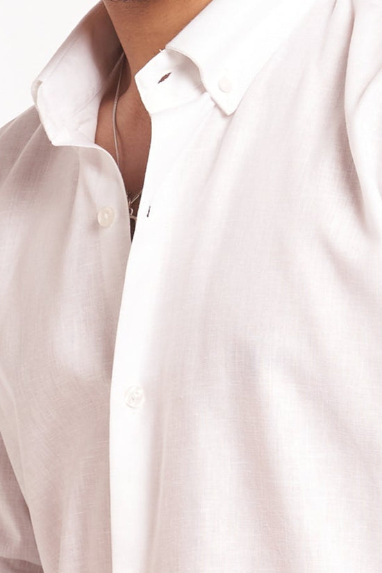 White Cotton Linen Shirt