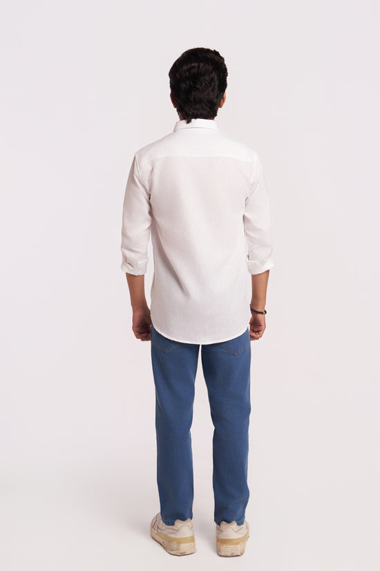 White Cotton Linen Shirt
