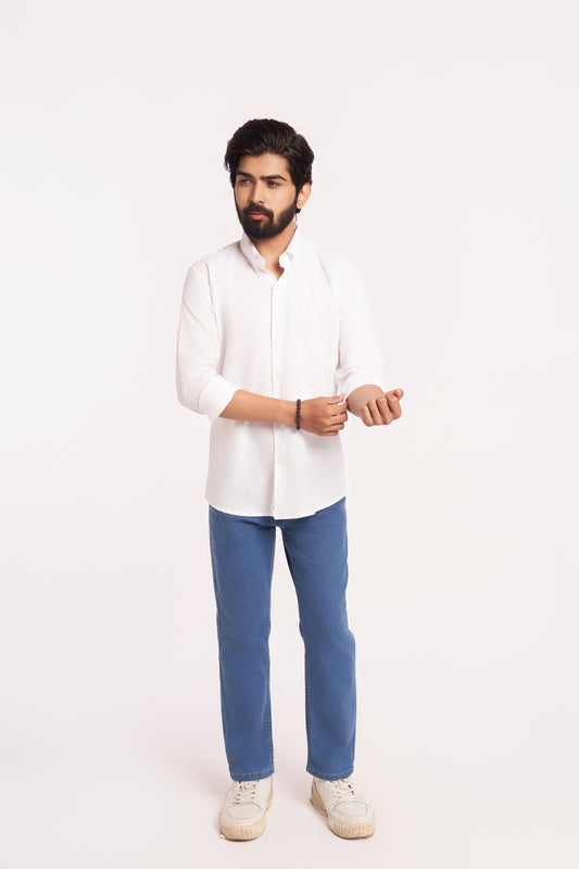 White Cotton Linen Shirt