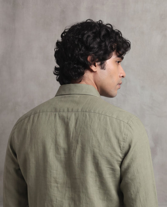 Olive Linen Blend Shirt