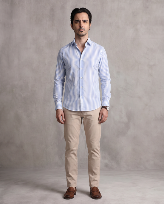 Blue Thin Stripe Oxford Shirt