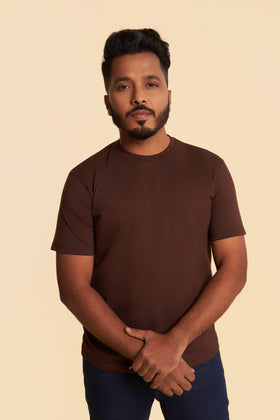 Coffee Brown Crew Neck T-Shirt