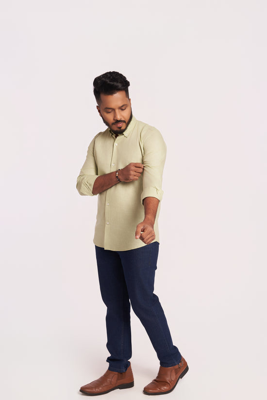 Green Cotton Linen Shirt
