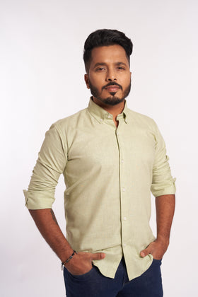 Green Cotton Linen Shirt
