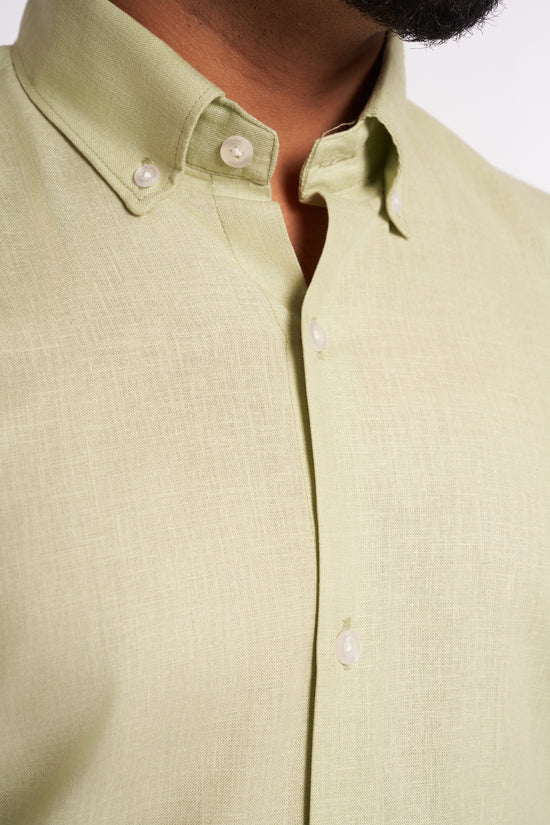 Green Cotton Linen Shirt