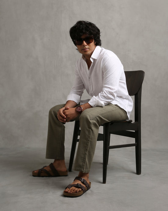 White Linen Blend Shirt