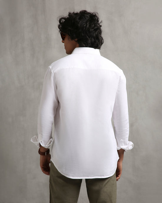White Linen Blend Shirt