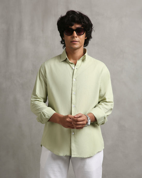 Green Linen Blend Shirt