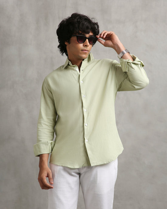Green Linen Blend Shirt