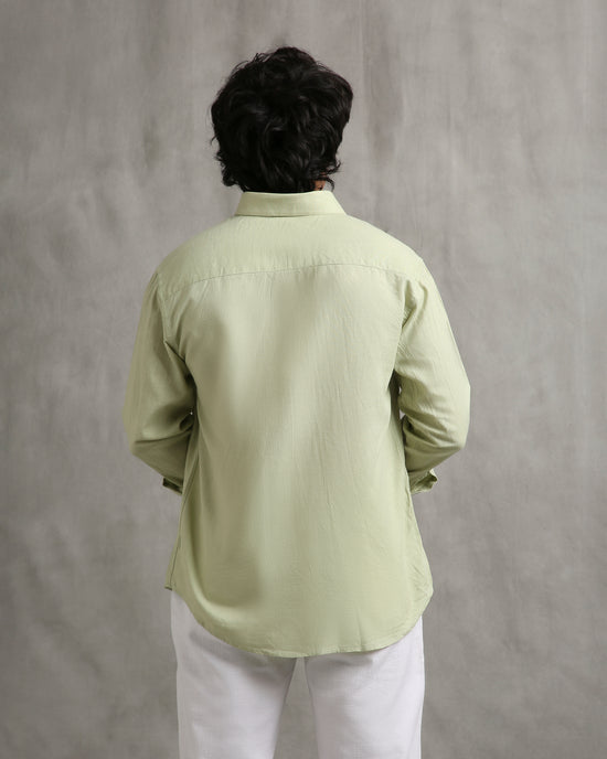 Green Linen Blend Shirt
