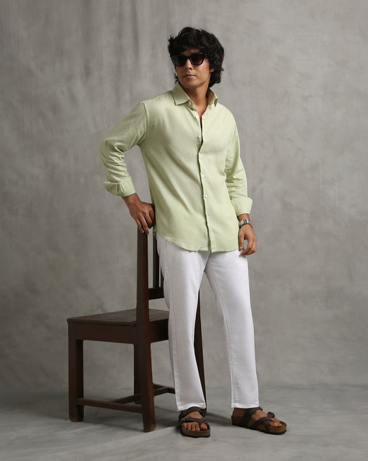 Green Linen Blend Shirt