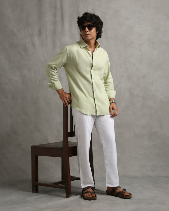 Green Linen Blend Shirt