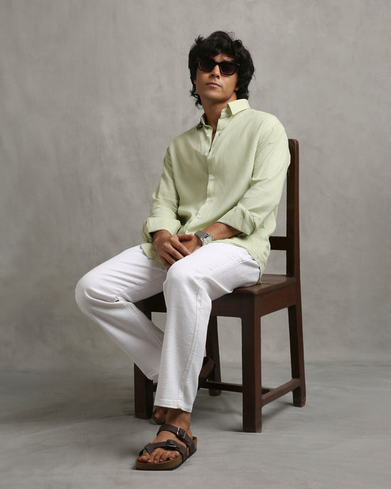 Green Linen Blend Shirt