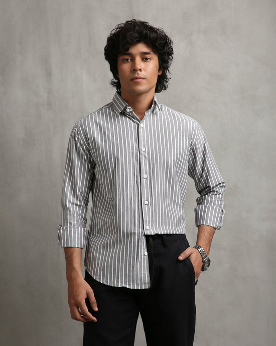 Grey Oxford Stripe Shirt