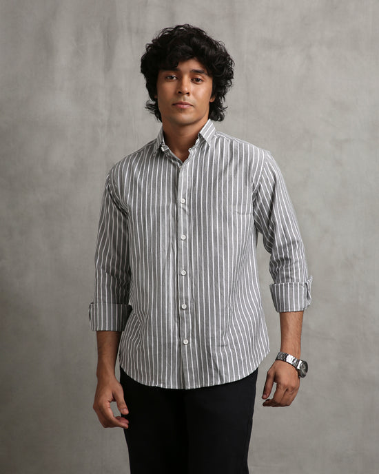 Grey Oxford Stripe Shirt