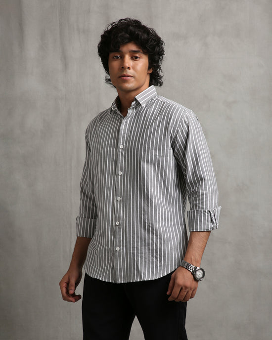 Grey Oxford Stripe Shirt