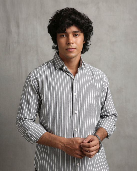 Grey Oxford Stripe Shirt