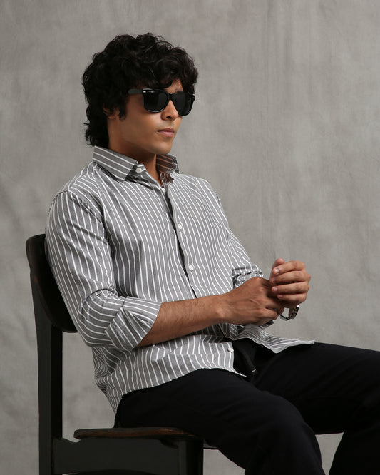 Grey Oxford Stripe Shirt