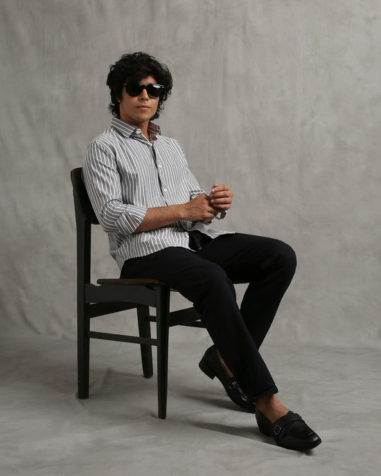 Grey Oxford Stripe Shirt