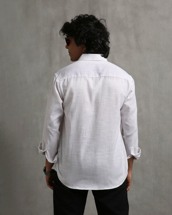 White Stripes Linen Blend Shirt