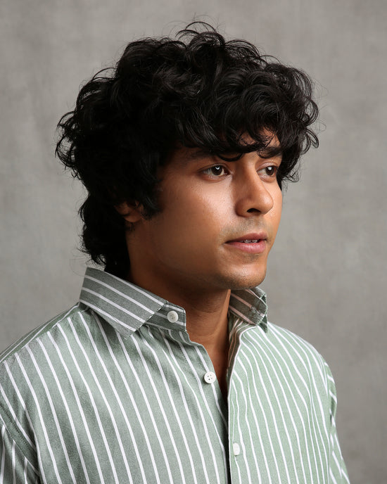 Olive Oxford Stripe Shirt
