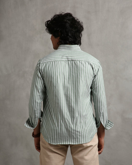 Olive Oxford Stripe Shirt
