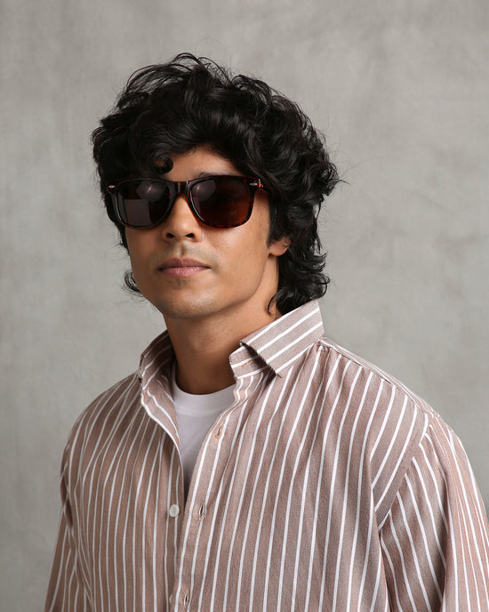 Brown Oxford Stripe Shirt