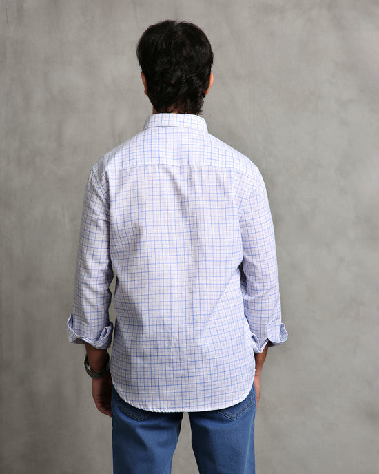 White Checks Linen Blend Shirt