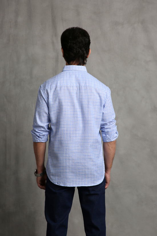 Blue Checks Linen Blend Shirt