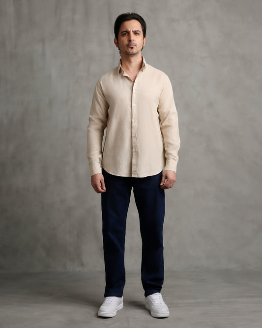 Beige Linen Blend Shirt