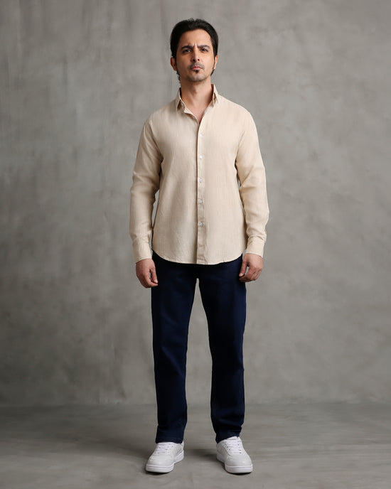 Beige Linen Blend Shirt
