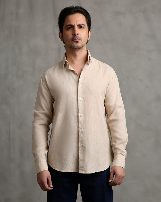 Beige Linen Blend Shirt