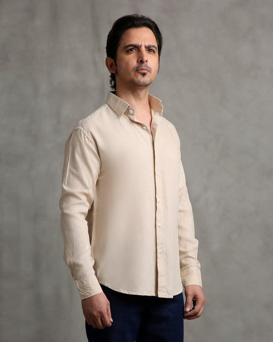 Beige Linen Blend Shirt