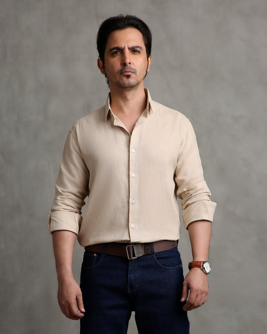 Beige Linen Blend Shirt