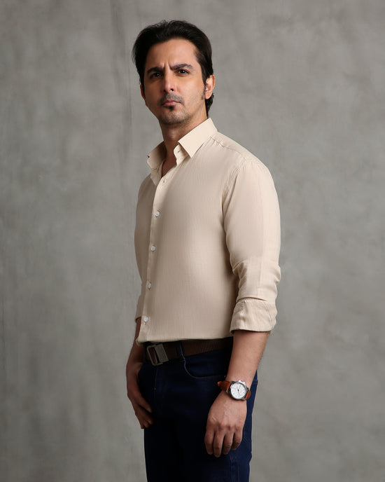Beige Linen Blend Shirt