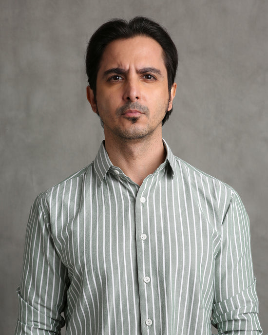 Olive Oxford Stripe Shirt