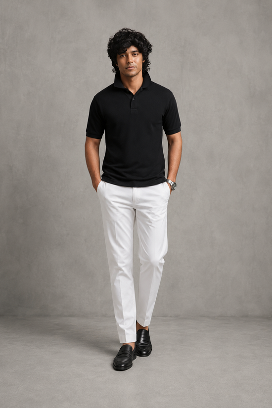 Black Pique Polo