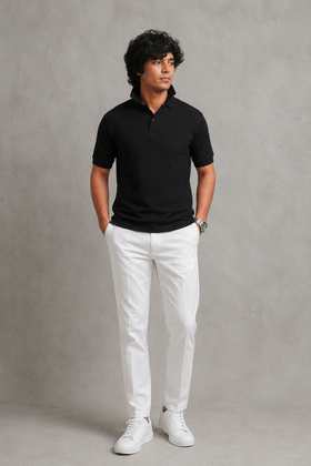 Black Pique Polo