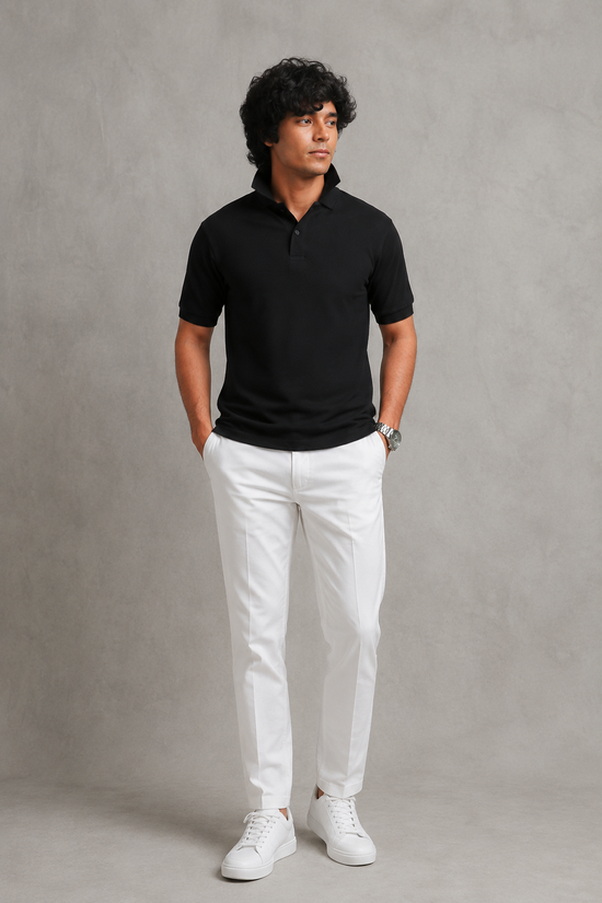 Black Pique Polo