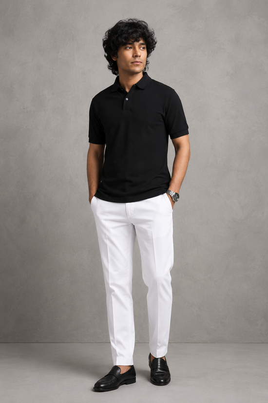 Black Pique Polo