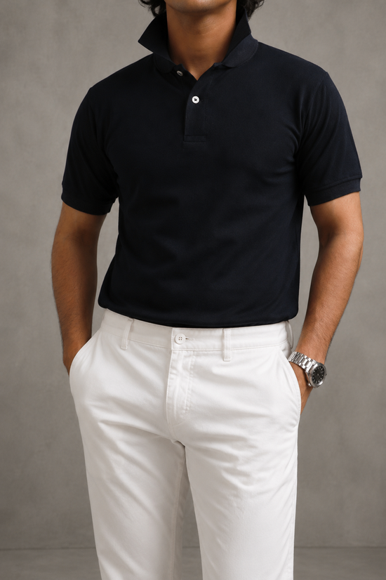 Navy Pique Polo